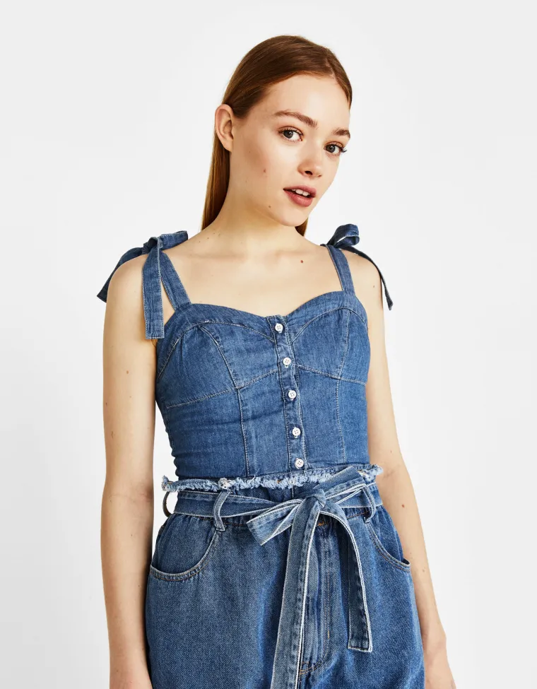 Traper topić s naramenicama na vezanje, Bershka, 129,90 kuna