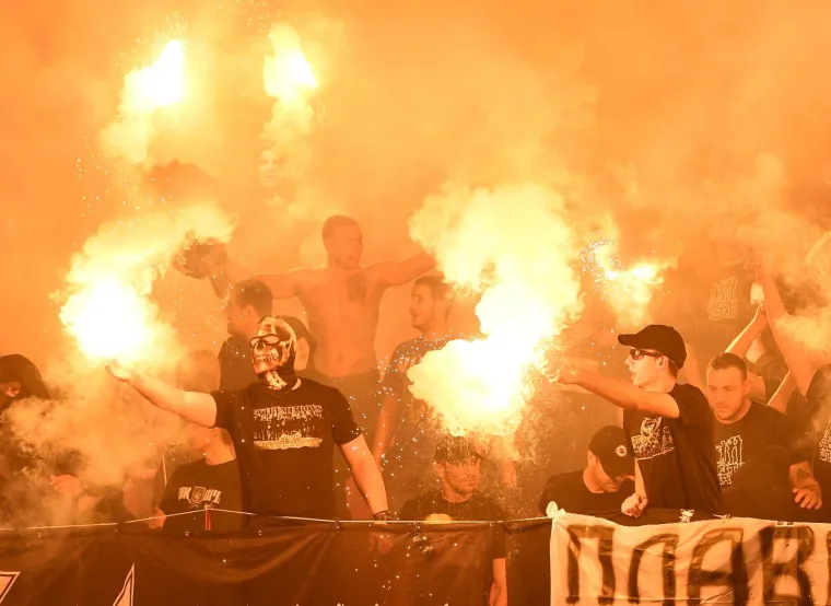 14.04.2018., stadion Rajko Mitic Beograd, Srbija -  Super liga Srbije, 31. kolo, FK Crvena Zvezda - FK Partizan. Navijaci  Partizana, Grobari. Photo: Srdjan Ilic/PIXSELL