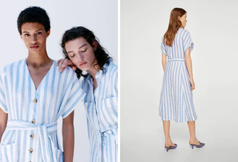 Prugasta midi lanena haljina, Mango, 349,90 kuna