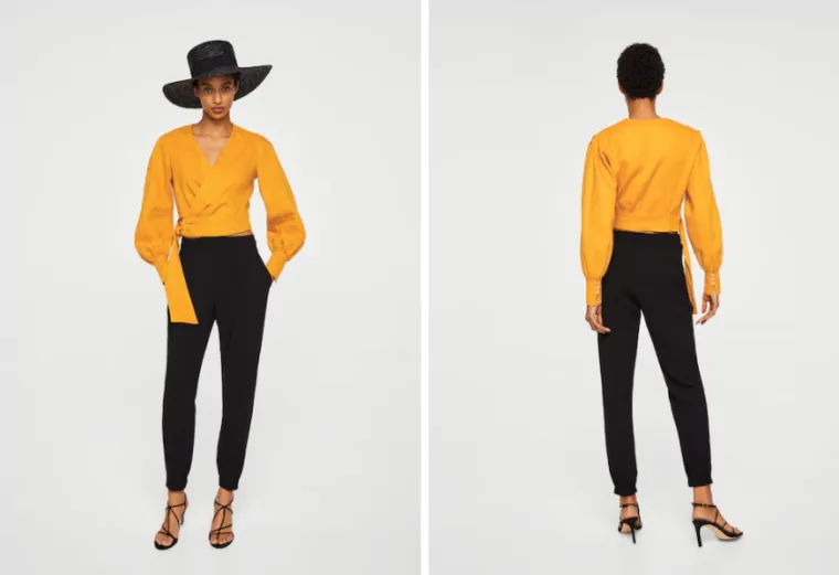 Žuta lanena bluza na preklop, Mango, 349,90 kuna