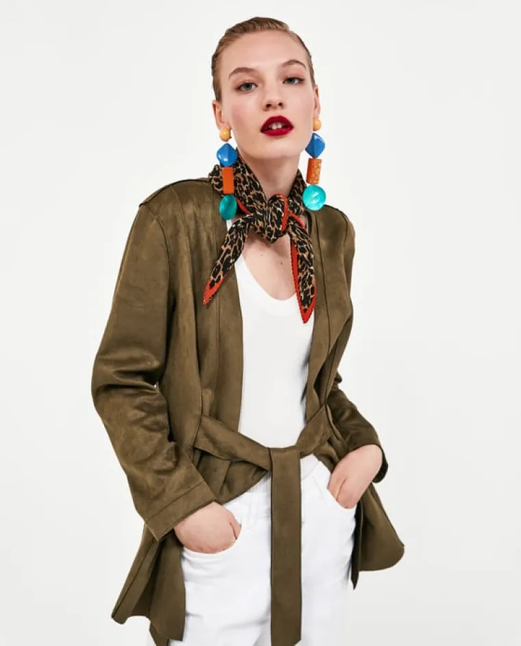 Jakna od umjetnog antilopa s pojasom, Zara, 229,90 kuna