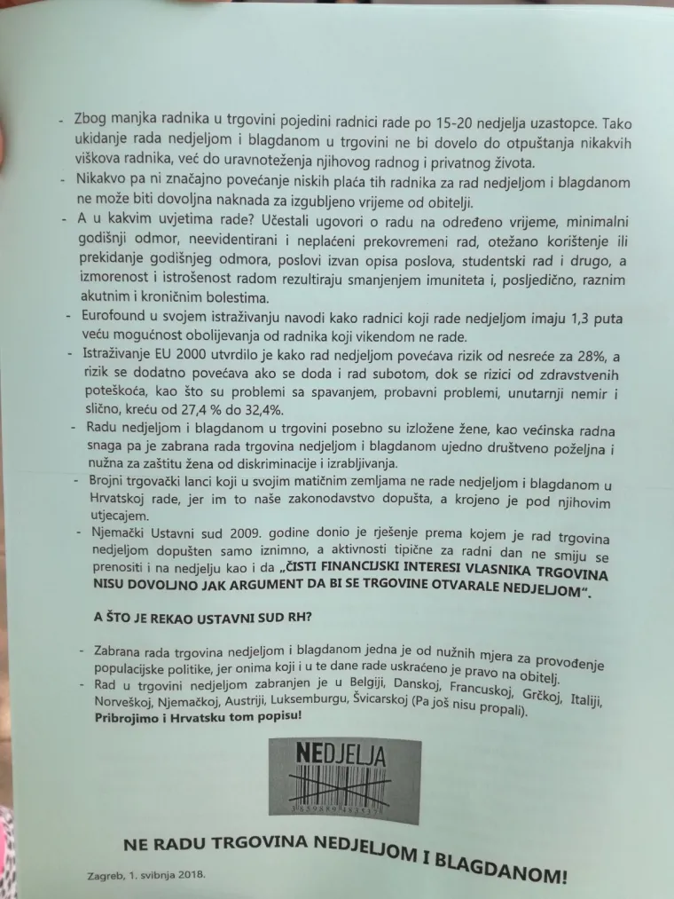 Ovogodi&scaron;nja prvomajska posvjedna povorka u znaku zabrane rada nedjeljom