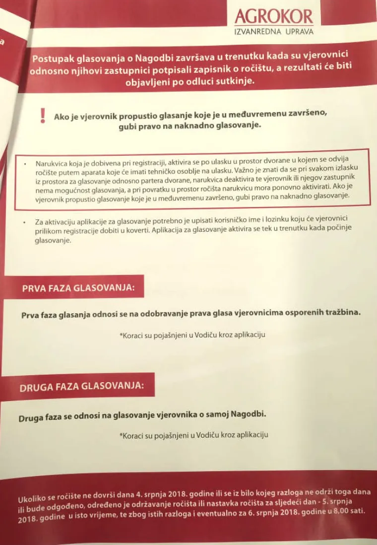 Prvi put vjerovnici glasaju uz pomoć mobilnih aplikacija i elektronskih narukvica: Pogledajte detaljan vodič kroz Agrokorovo ročište