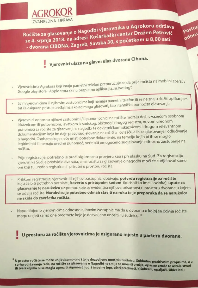 Prvi put vjerovnici glasaju uz pomoć mobilnih aplikacija i elektronskih narukvica: Pogledajte detaljan vodič kroz Agrokorovo ročište