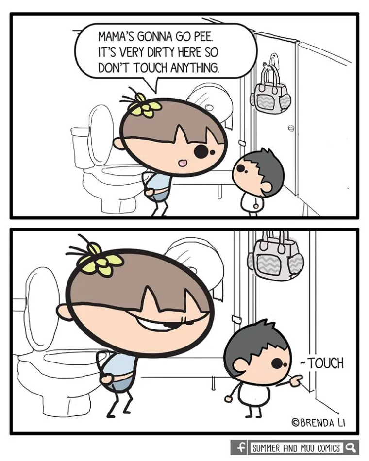 Od odlaska na WC do &scaron;opinga s djetetom: ova mama kroz urnebesne ilustracije prikazuje 'čari' majčinstva