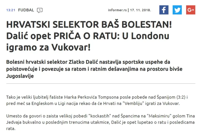 Srpski tabloidi jedva dočekali poraz Vatrenih: Dalića nazvali bolesnim, a ostalim prljavim naslovima ponovno nadma&scaron;ili sami sebe