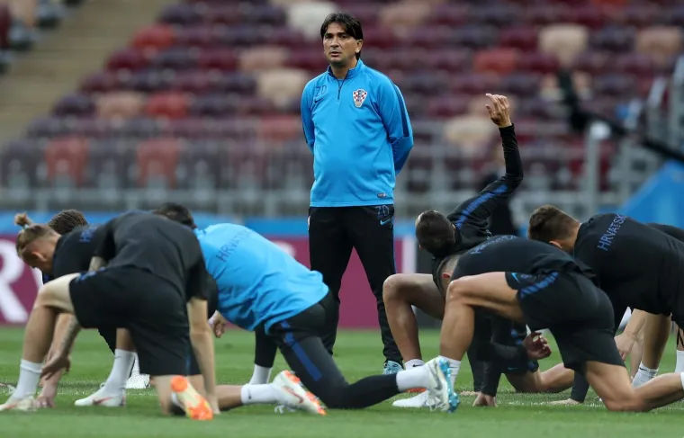 Trening hrvatske nogometne reprezentacije na stadionu Lužnjiki u Moskvi uoči sutra&scaron;nje utakmice polufinala Svjetskog prvenstva protiv Engleske.