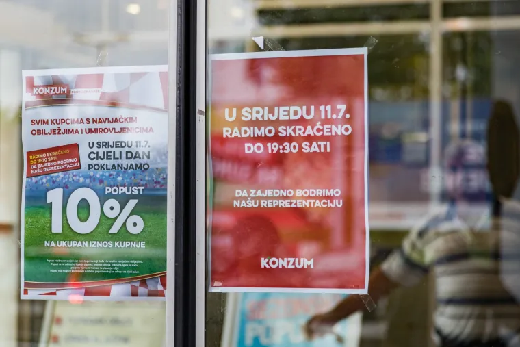 A rad nedjeljom? Trgovački lanci su zbog utakmice Hrvatska - Engleska skratili svoje radno vrijeme