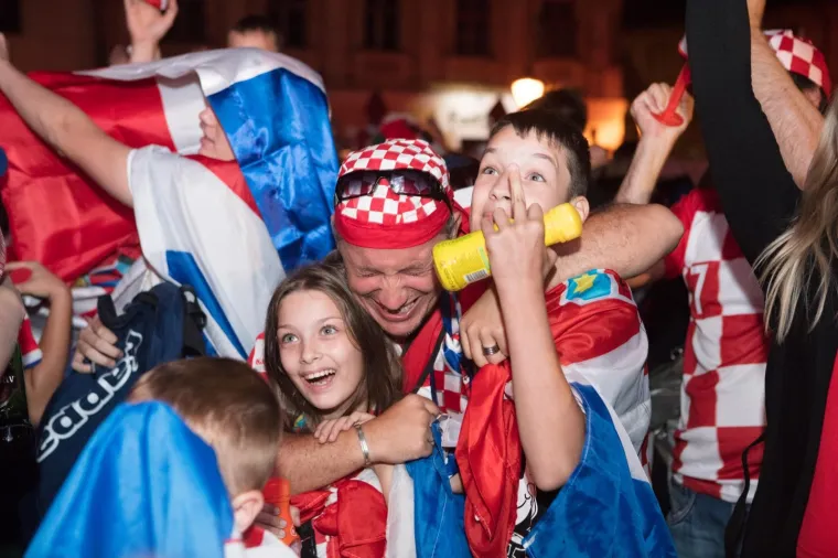 Slavlje nakon pobjede Hrvatske i ulaska u finale. Photo: Dubravka Petric/PIXSELL