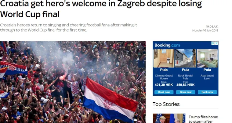 Sky news objavio je kako su Hrvati Vatrenima priredili doček dostojan heroja