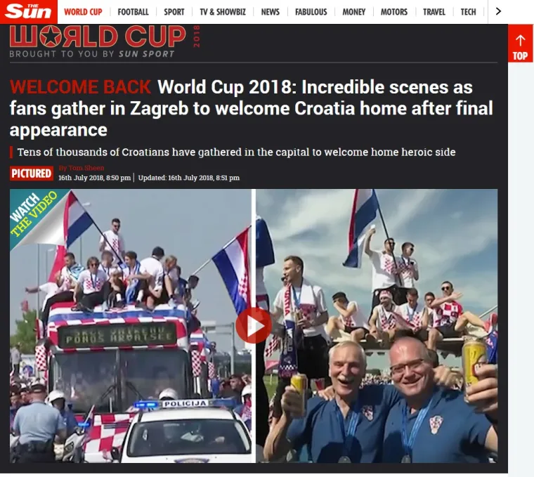 The Sun objavio tekst o 'nevjerojatnim prizorima' s dočeka srebrnih Vatrenih