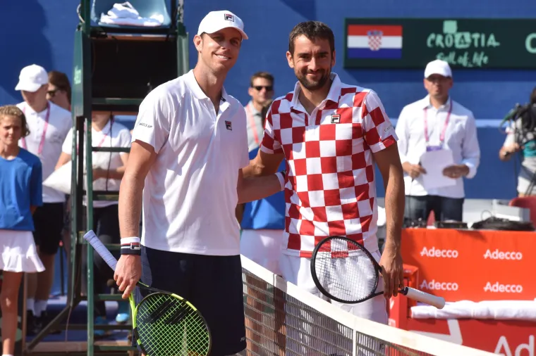 Marin Čilić i Sam Querrey u polufinalnom meču Davis Cupa u Zadru