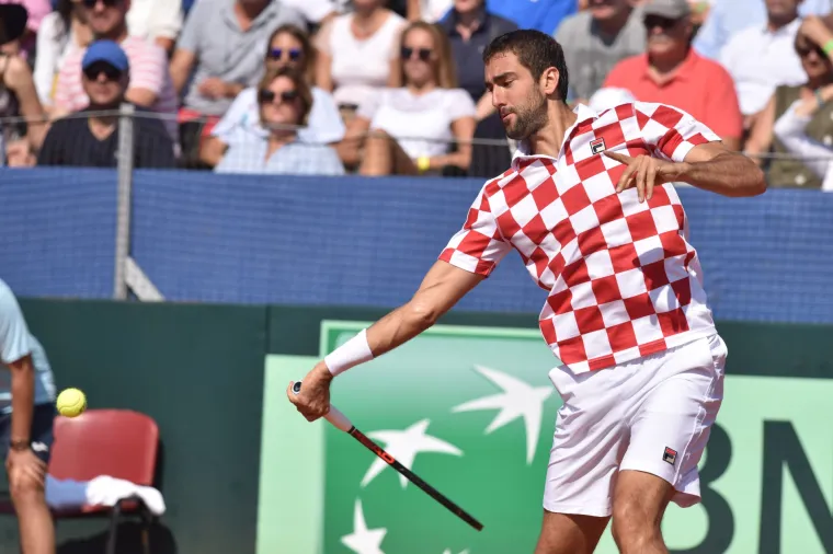 Marin Čilić i Sam Querrey u polufinalnom meču Davis Cupa u Zadru