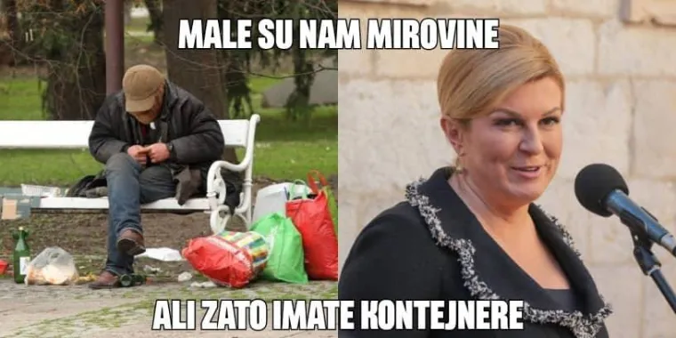 Kolindina logika: 'Male su nam mirovine, zato imate kontejnere!'
