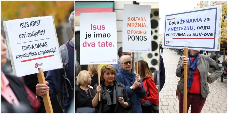 Pogledajte najbolje transparente s prosvjeda protiv Vatikanskih ugovora
