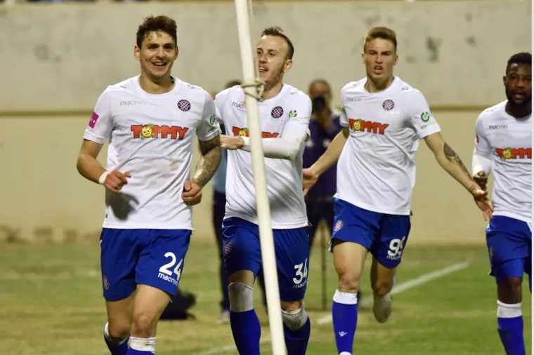 Slavlje Hajduka nakon te&scaron;ke pobjede &Scaron;ibenika u osmini finala kupa