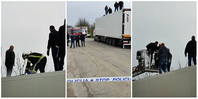 Policijska akcija u Trnovčici: Vatrogasci rezali krov kamiona beogradskih tablica