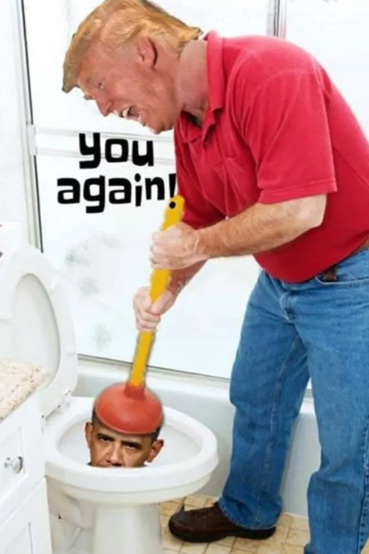 Karikatura Donalda Trumpa i Baracka Obame