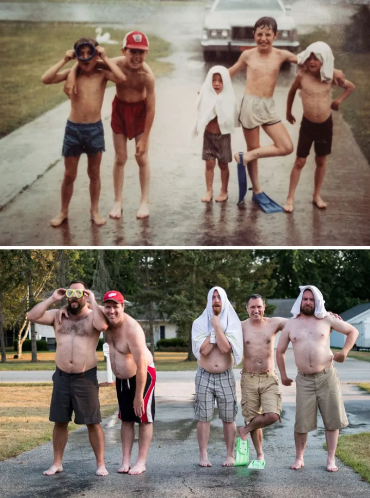 NA ISTOM MJESTU, ALI U DRUGO VRIJEME: Ponovili scene s obiteljskih fotki godinama poslije. Rezultat? Živi urnebes!