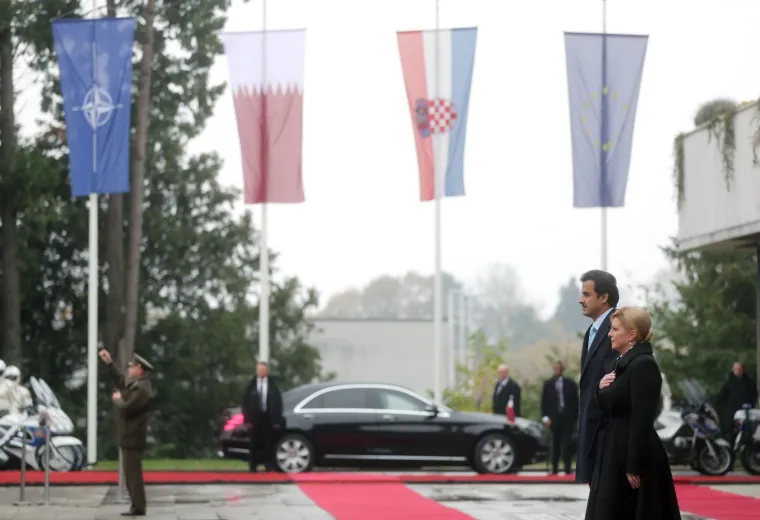 KATARSKI EMIR STIGAO U POSJET HRVATSKOJ: Odmah se uputio na Pantovčak, a susrest će se i s Plenkovićem