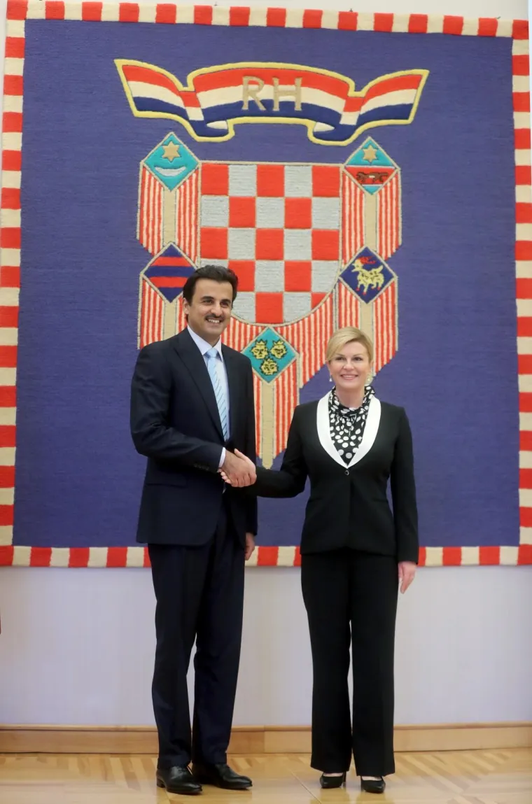 KATARSKI EMIR STIGAO U POSJET HRVATSKOJ: Odmah se uputio na Pantovčak, a susrest će se i s Plenkovićem