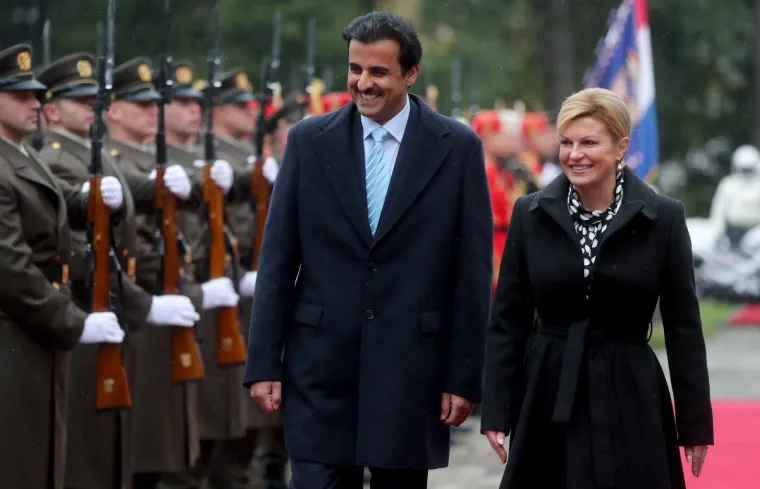 KATARSKI EMIR STIGAO U POSJET HRVATSKOJ: Odmah se uputio na Pantovčak, a susrest će se i s Plenkovićem