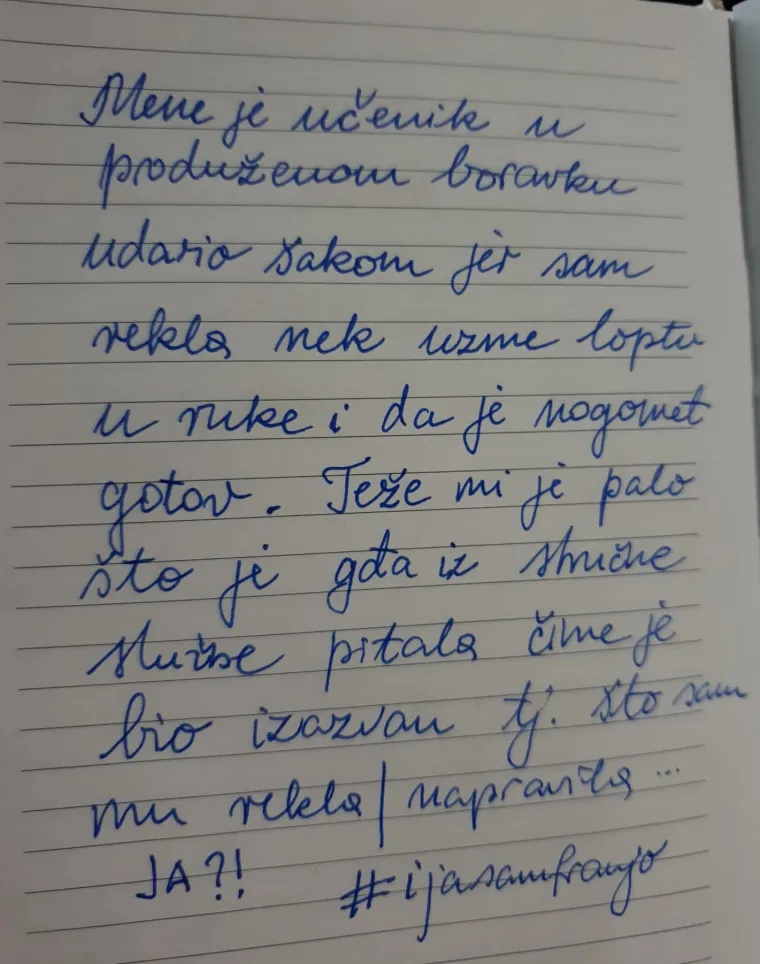 Pokret učitelja #ijasamfranjo: 'Učenik me naguravao i histerično vikao: "Mar&scaron; u p.m., jedi g...'
