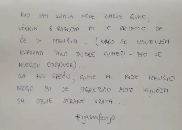 Pokret učitelja #ijasamfranjo: 'Učenik me naguravao i histerično vikao: "Mar&scaron; u p.m., jedi g...'