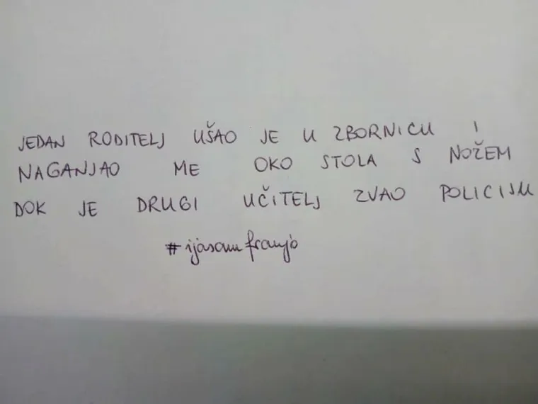 Pokret učitelja #ijasamfranjo: 'Učenik me naguravao i histerično vikao: "Mar&scaron; u p.m., jedi g...'