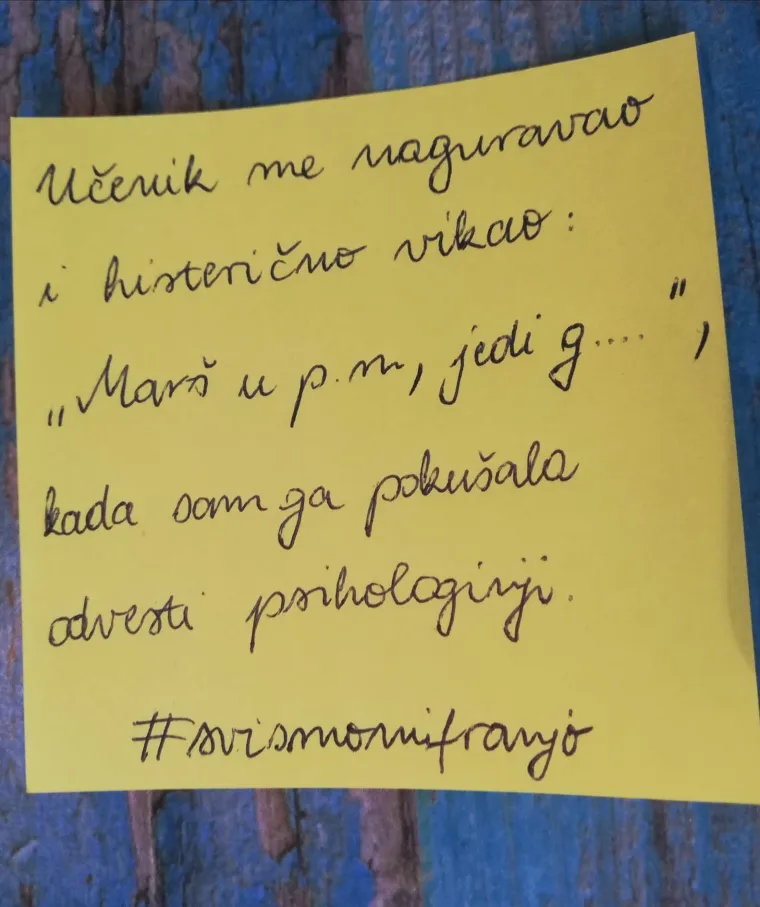 Pokret učitelja #ijasamfranjo: 'Učenik me naguravao i histerično vikao: "Mar&scaron; u p.m., jedi g...'