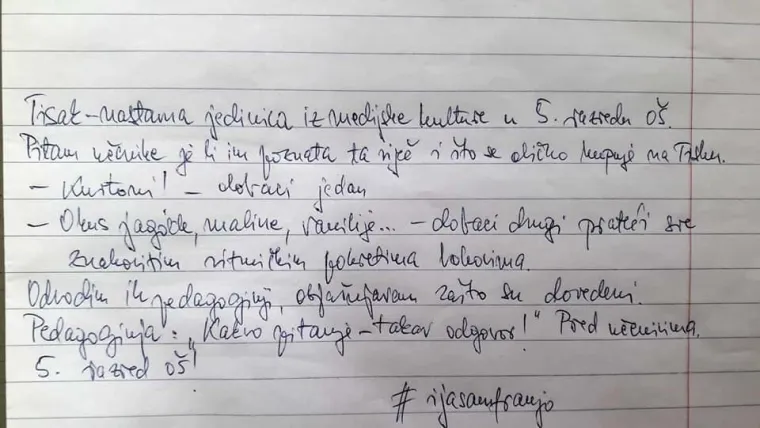 Pokret učitelja #ijasamfranjo: 'Učenik me naguravao i histerično vikao: "Mar&scaron; u p.m., jedi g...'