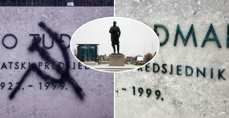Sa spomenika prvom hrvatskom predsjedniku Franji Tuđmanu uklonjen je grafit srpa i čekića koji je nacrtan tijekom vikenda
