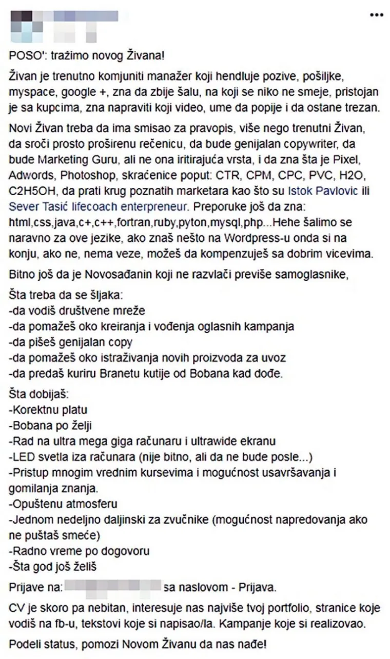 Spermačice, stra&scaron;itelji i ginekolozi elektrotehničari: 15 najčudnijih oglasa za posao u Hrvatskoj i &scaron;ire