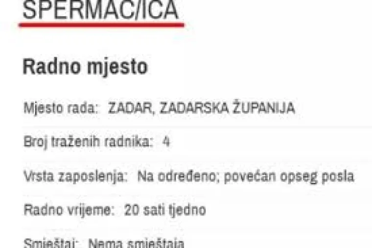 Spermačice, stra&scaron;itelji i ginekolozi elektrotehničari: 15 najčudnijih oglasa za posao u Hrvatskoj i &scaron;ire