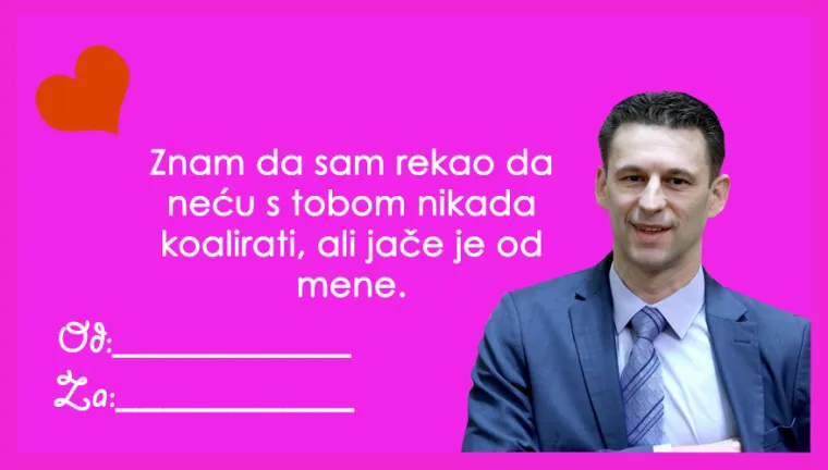 Čestitaj Valentinovo najdražim političarem: 'Izgradila si žičaru do mog srca; ti povećava&scaron; moj minimalac'