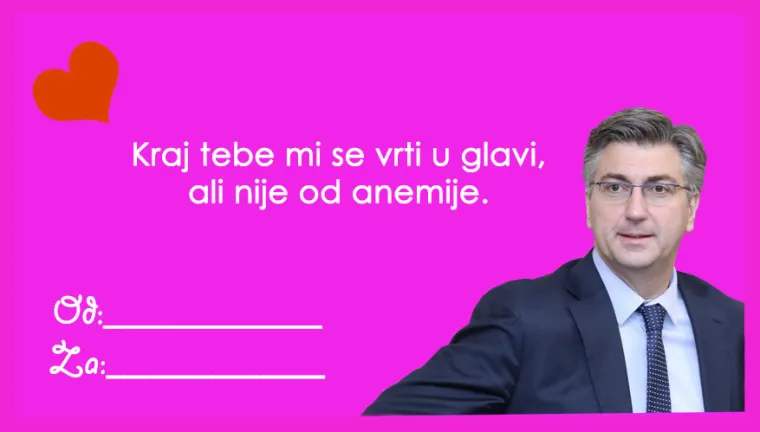 Čestitaj Valentinovo najdražim političarem: 'Izgradila si žičaru do mog srca; ti povećava&scaron; moj minimalac'