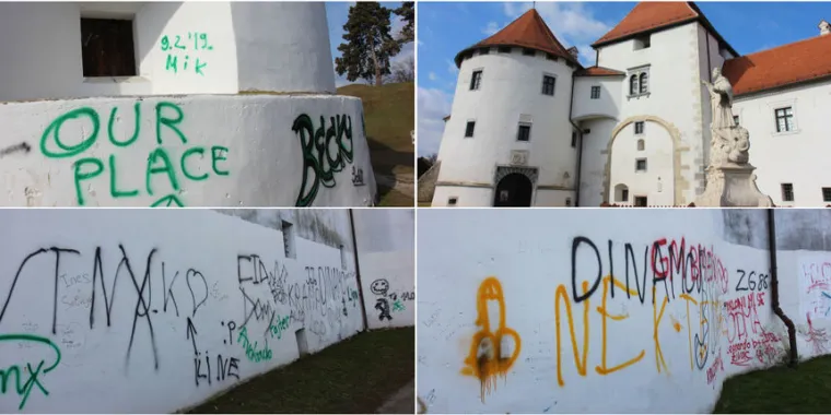 Zidovi varaždinskog Starog grada i&scaron;arani su pogrdnim grafitima, usta&scaron;kim simbolima, vulgarnim slikama
