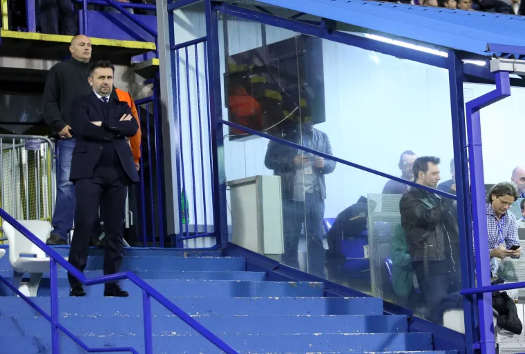 Nije mu lako: Bjelica utakmicu gleda iz ograđenog prostora pored novinarske lože