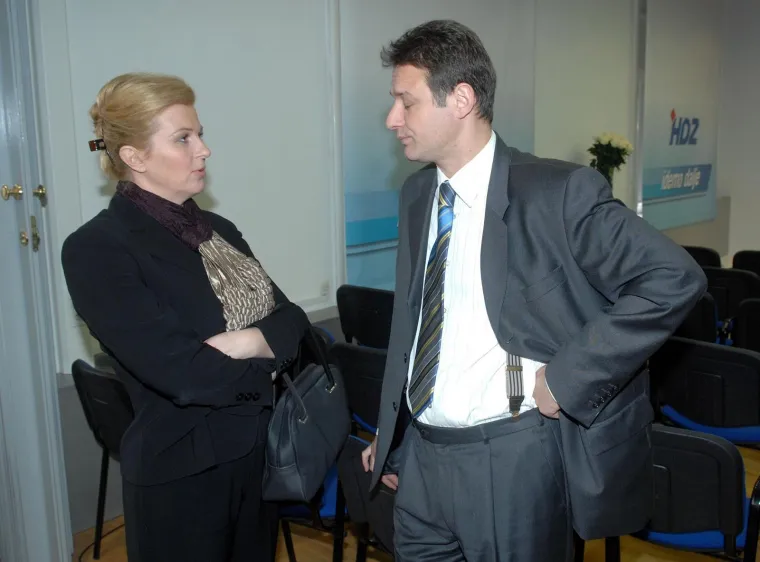Kolinda Grabar-Kitarović i Gordan Jandroković na potpisivanju koalicijskog sporazuma HDZ, HSS i HSLS-a u siječnju 2008. godine