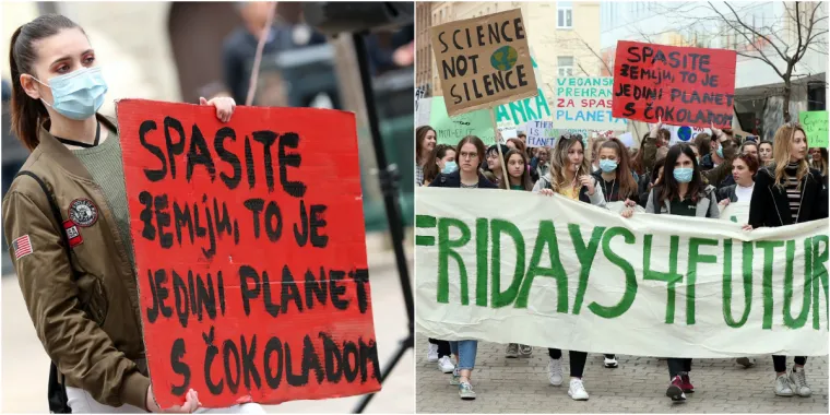 Učenici jo&scaron; jednom prosvjedovali protiv klimatskih promjena: 'Spasite Zemlju, to je jedini planet s čokoladom'