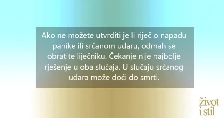 Kako razlikovati napad panike i srčani udar?