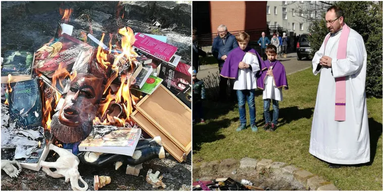 Pogledajte ovu ludost! Svećenici palili 'knjige za gre&scaron;nike': U plamenu nestali Harry Potter i Sumrak