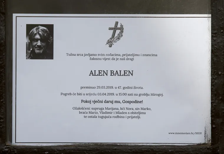 Od Alena Balena na Mirogoju se oprostili obitelj i brojni prijatelji