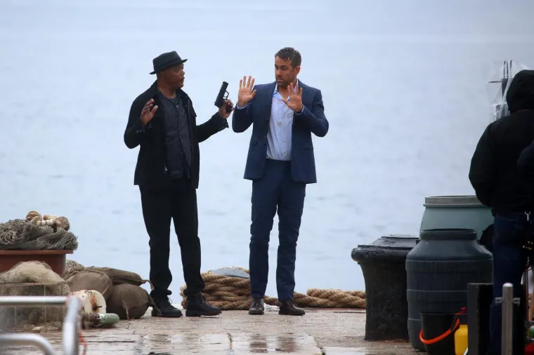 08.04.2019., Rovinj - Samuel L. Jackson i Ryan Reynolds na snimanju filma "The Hitman's Wife's Bodyguard" u Rovinju. Photo: Nel Pavletic/PIXSELL