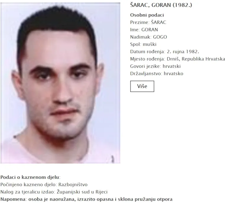 Ovo su najzloglasniji bjegunci za kojima je MUP RH raspisao tjeralice