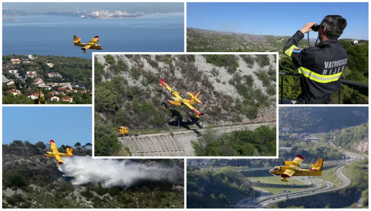 Pogledajte dramatično ga&scaron;enje požara iznad Rijeke: Vatrogasci nisu mogli sami, morao se uključiti kanader!