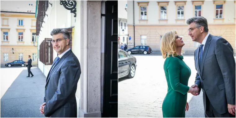 Premijer Andrej Plenković u zgradi Vlade primio je predsjednicu Kolindu Grabar-Kitarović