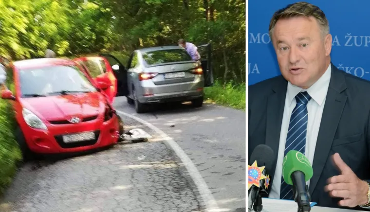 Župan Sisačko-moslavačke županije, Ivo Žinić (HDZ) službenim vozilom je prouzročio prometnu nesreću na lokalnoj cesti, između Petrinje i Siska, u mjestu Brest. Ulaskom u zavoj nije kretao sredinom obilježene prometne trake, već je pre&scaron;ao na prometnu traku namijenjenu za kretanje vozila iz suprotnog smjera, na kojoj je prednjim lijevim dijelom svog auta udario u prednji lijevi dio osobnog automobila zagrebačkih registracija kojim je iz suprotnog smjera upravljala 58-godi&scaron;nja vozačica. Župan je tijekom nesreće vozio službenu &Scaron;kodu Županije, a policija je &scaron;tetu procijenila na oko 10.000 kuna. Nijedan sudionik u nesreći nije bio pod utjecajem alkohola. Na mjestu događaja naplaćena mu je novčana kazna.