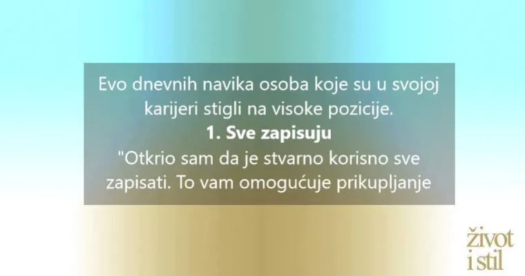 Svakodnevne navike koje imaju uspje&scaron;ni ljudi, a većina ostalih nema