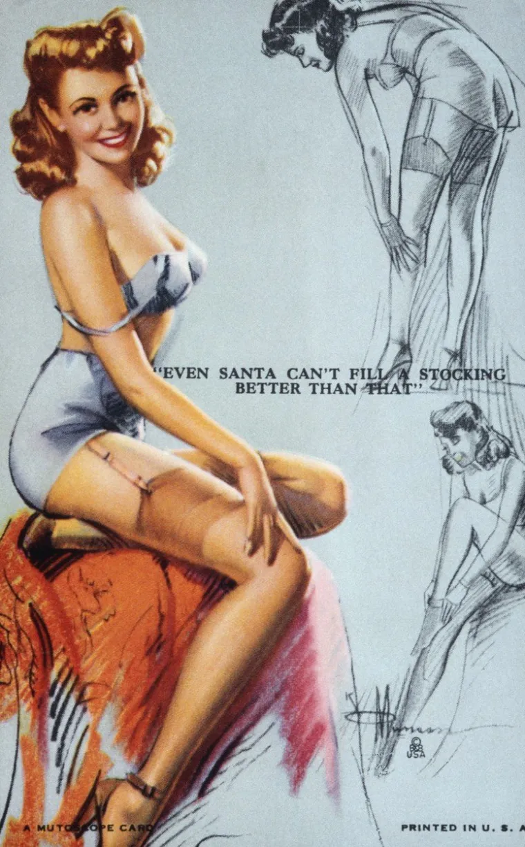 No kampanja za čarape od revolucionarnog materijala počela je mjesecima prije. Od početka te godine objavljivane su fotografije i crteži pin-up djevojaka uz slogane poput 'Čak ni Djed Mraz ne bi mogao bolje ispuniti te čarape'.
